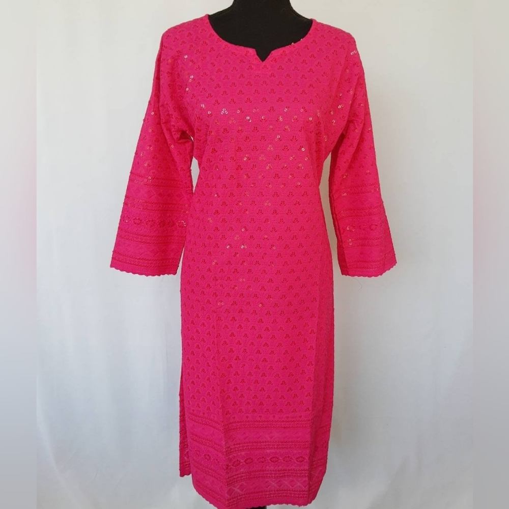 Chikankari sequin cotton  kurta